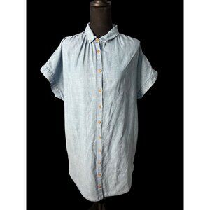 Madewell Chambray Button-Down Tunic Shirt Dress Womens L Light Blue Effortless